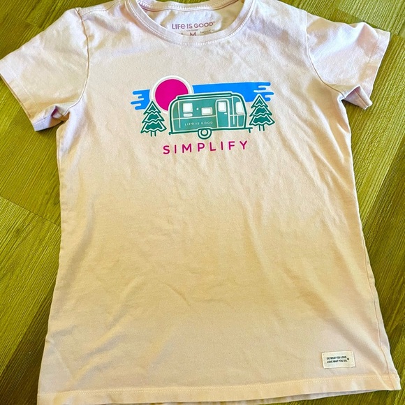 Life is Good Pink Graphic Simplify Pink T-Shirt Tee Size M - Picture 9 of 9